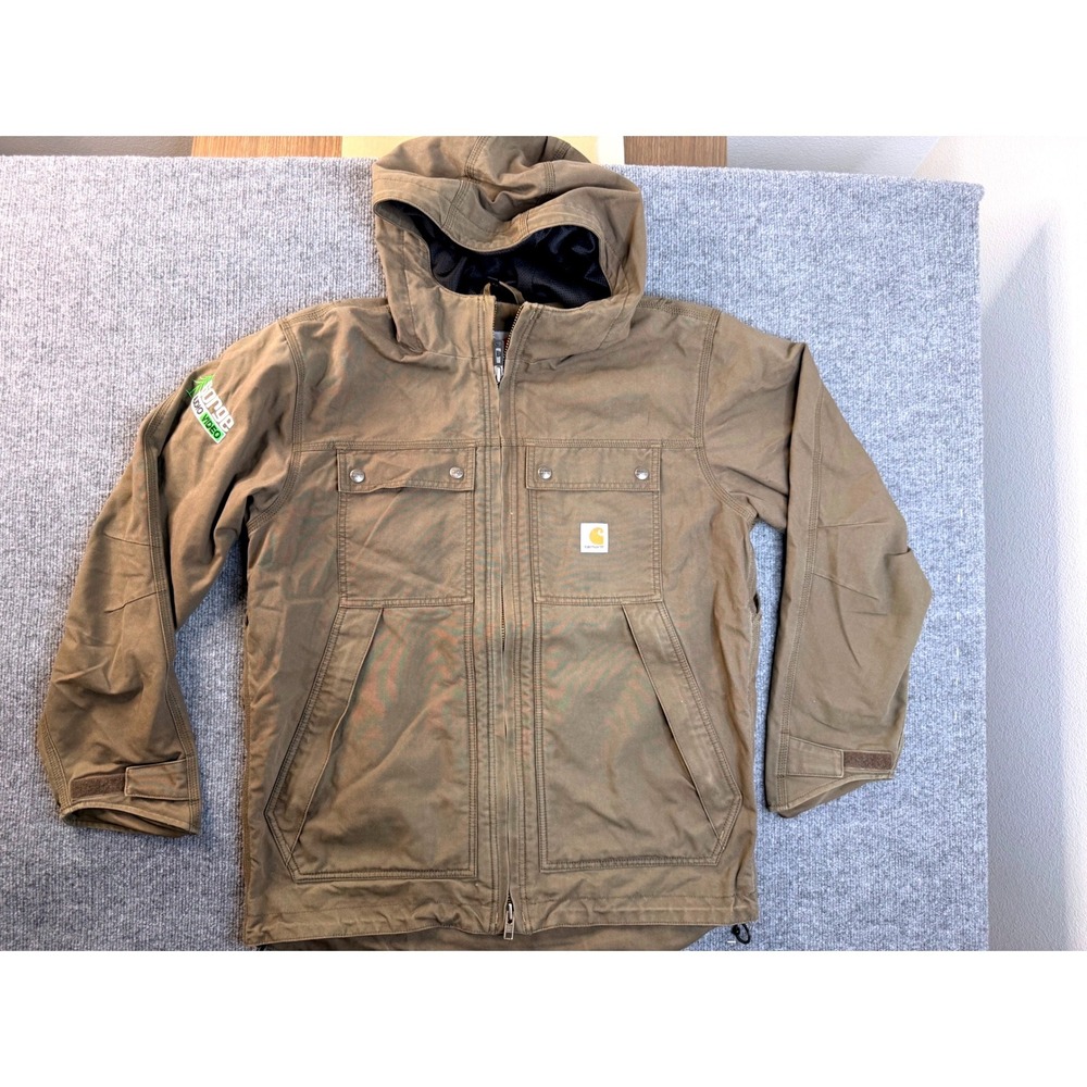 Carhartt Mens M Brown Full Swing Cryder Hooded Jacket Workwear Mesh Lined Coat